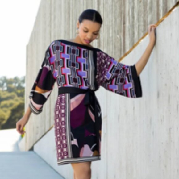 Trina Turk Kimono Sleeve Dress Career Formal Midi 4 - Picture 11 of 11